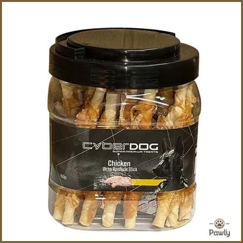 צנצנת סייבר דוג מקלות בקר בציפוי עוף לכלב